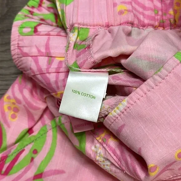 Lilly Pulitzer Mid Rise Wide Leg Pants Pink Green Size Small - Picture 13 of 13